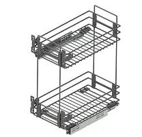 Бутылочница Квадро в модуль 300 мм, направляющие GTV с доводчиком, графит